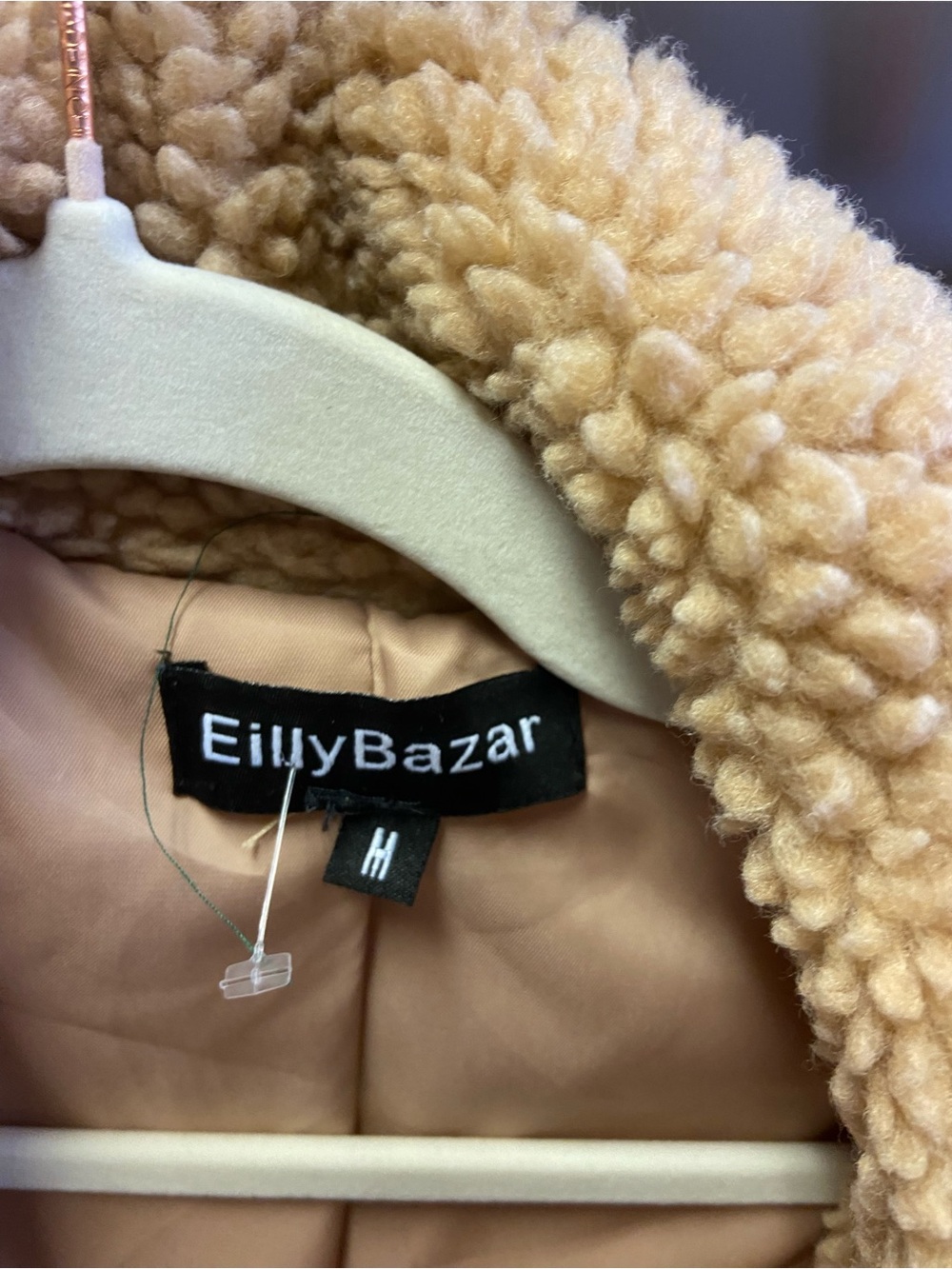 Plush Long Teddy Coat in Beige for Women - Picture 4 of 4